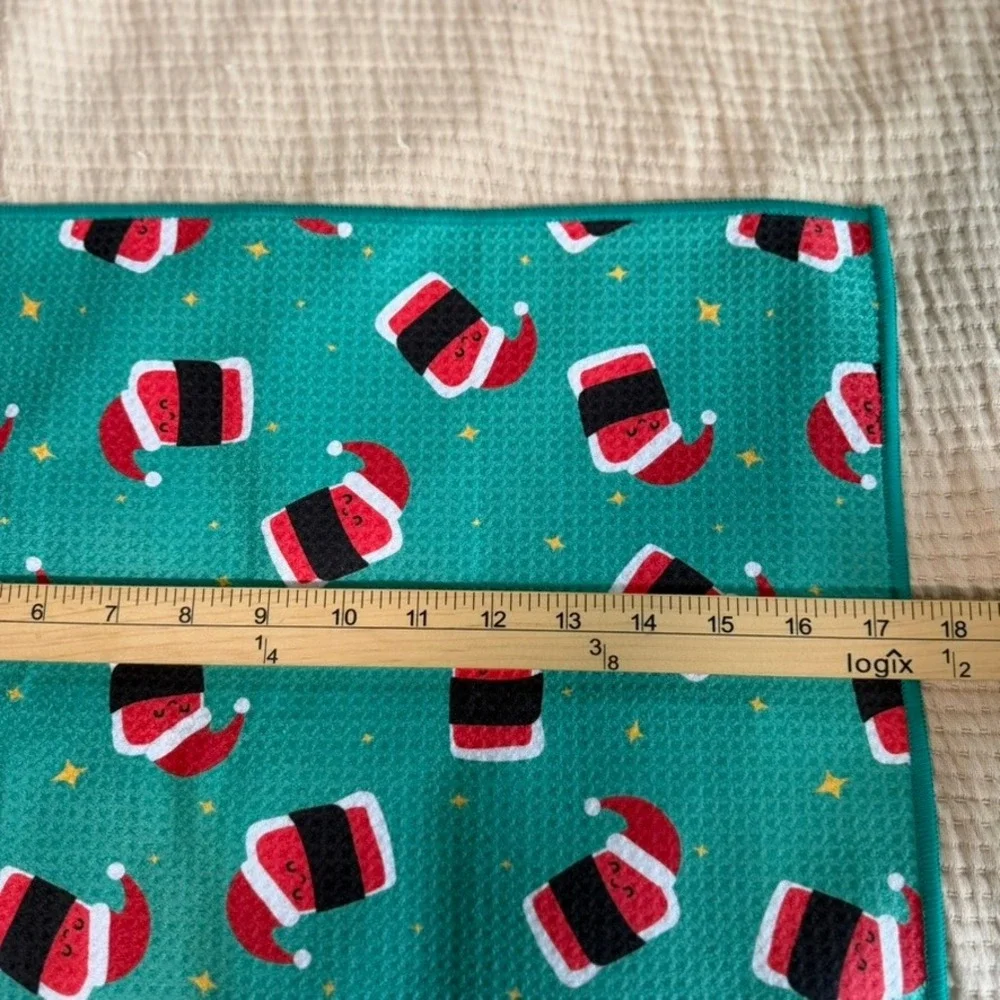 Spam Musubi Santa Christmas Kitchen Towel Hawaii Hawaiian Holiday Green 18x29